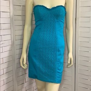 Bebe Turquoise Eyelet Corset Dress
